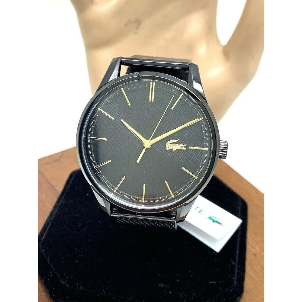 Lacoste Men's Watch 2011105 Vienna Quartz Black Dial Mesh Stainless Steel 42mm